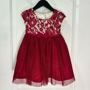 Jona Mitchell Burgundy and Ivory Lace Dress - Flower Girl, Wedding, Birthday